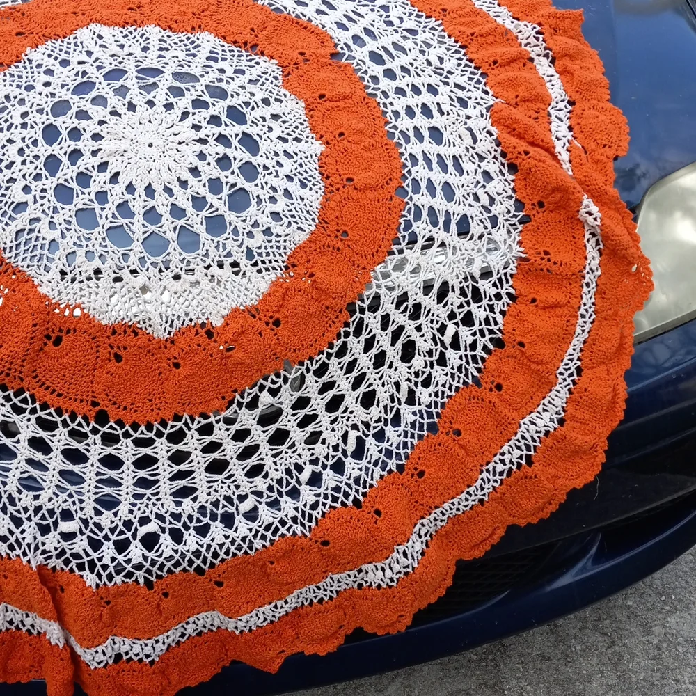 Hand crocheted tablecloth or cover